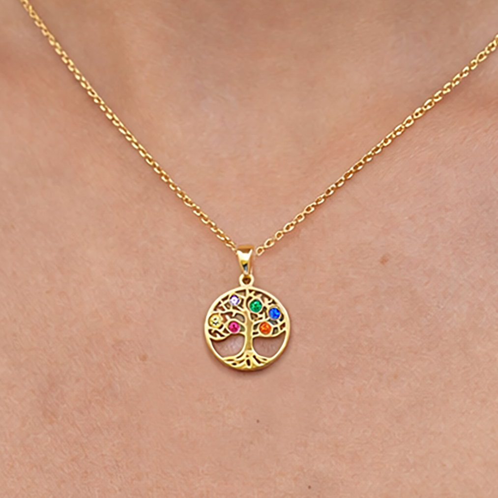 Collier Arbre de Vie – Plaqué Or 18 Carats & Zirconium