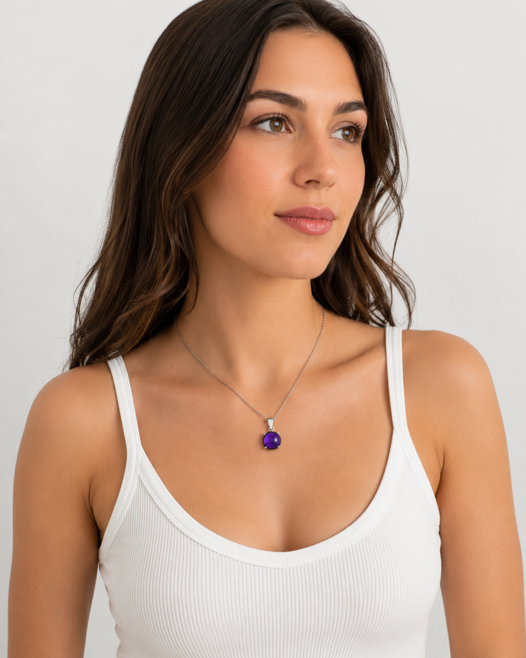 Collier Améthyste Véritable & Argent 925 Rhodié