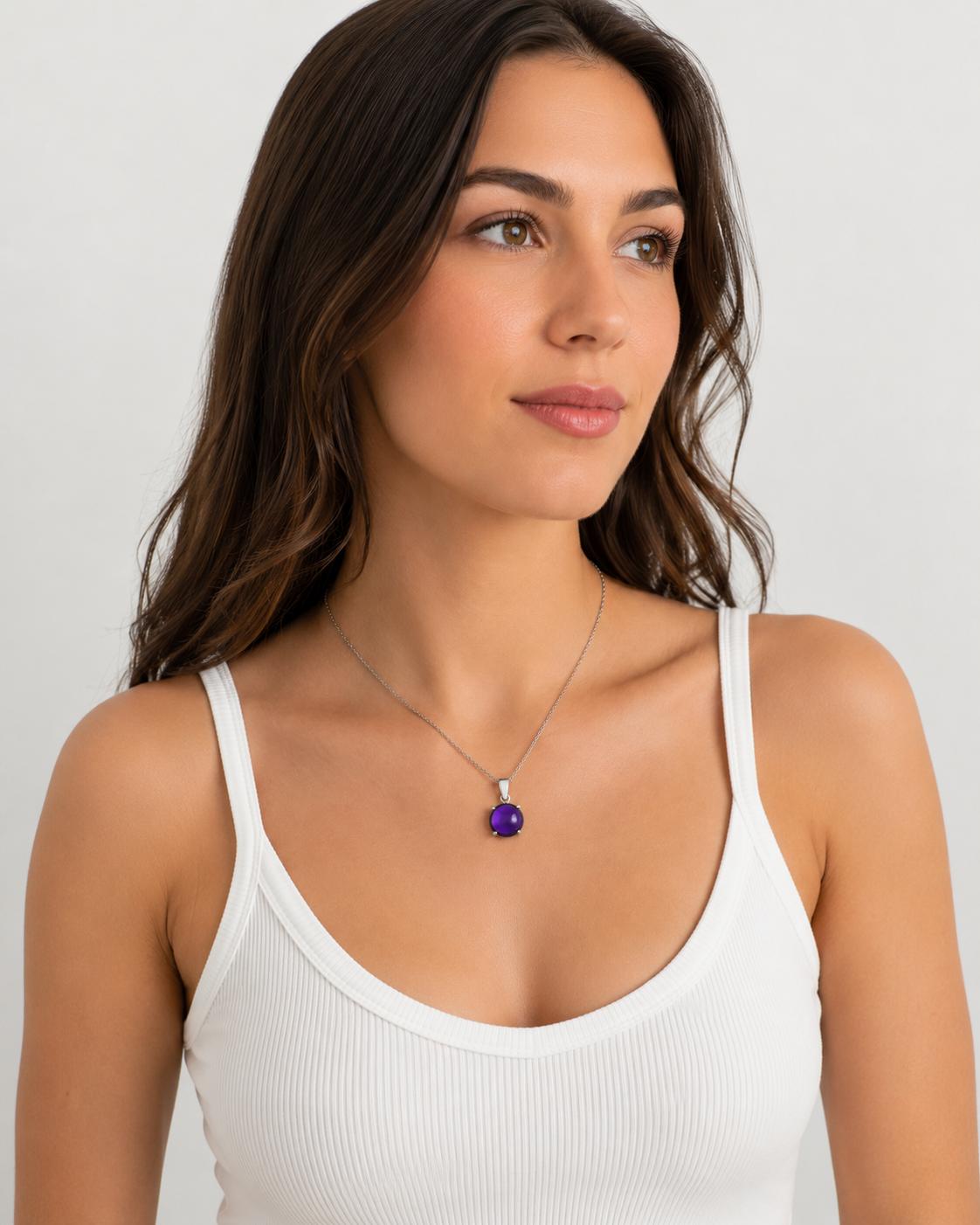 Collier Améthyste Véritable & Argent 925 Rhodié