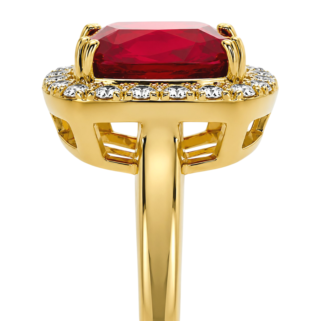 Bague Carrée Rouge – Plaqué Or 18 Carats