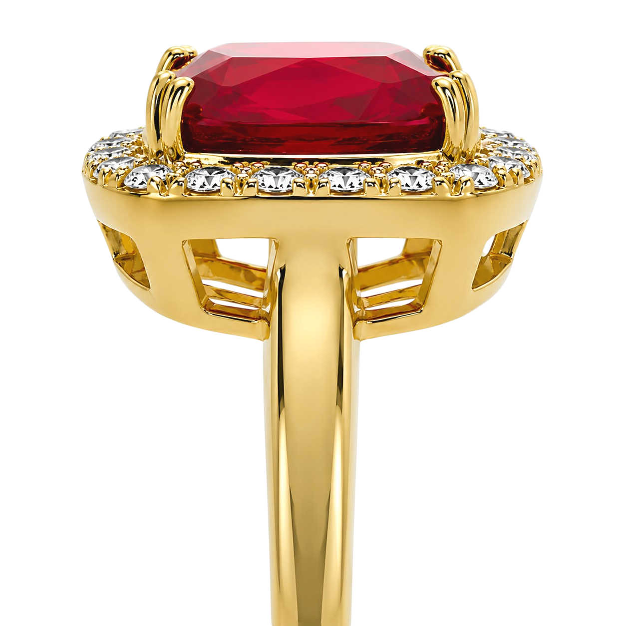 Bague Carrée Rouge – Plaqué Or 18 Carats