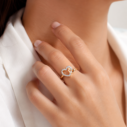 Bague Cœur Zirconium – Plaqué Or 18 Carats