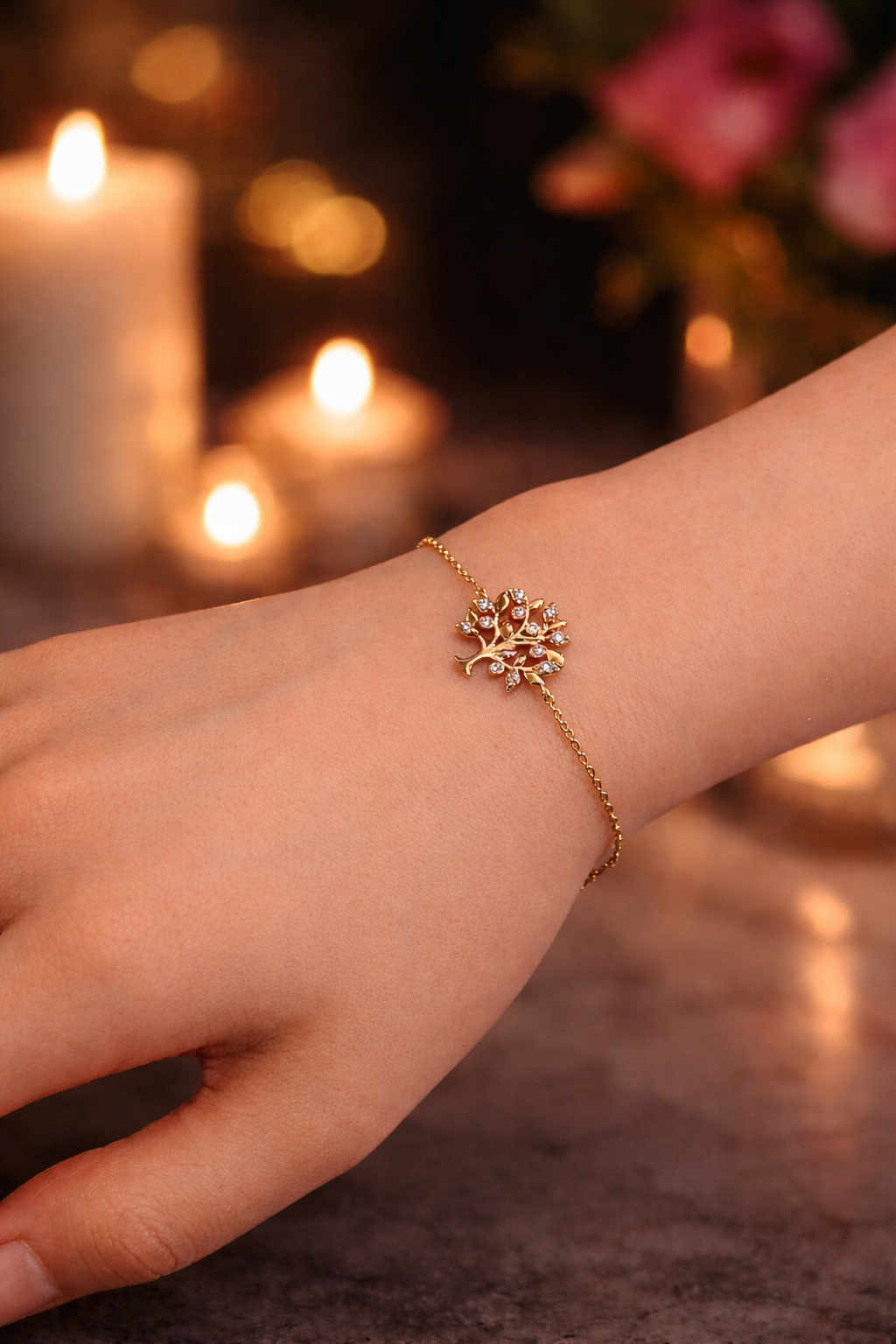 Bracelet Arbre de Vie – Plaqué Or 18 Carats & Zirconiums