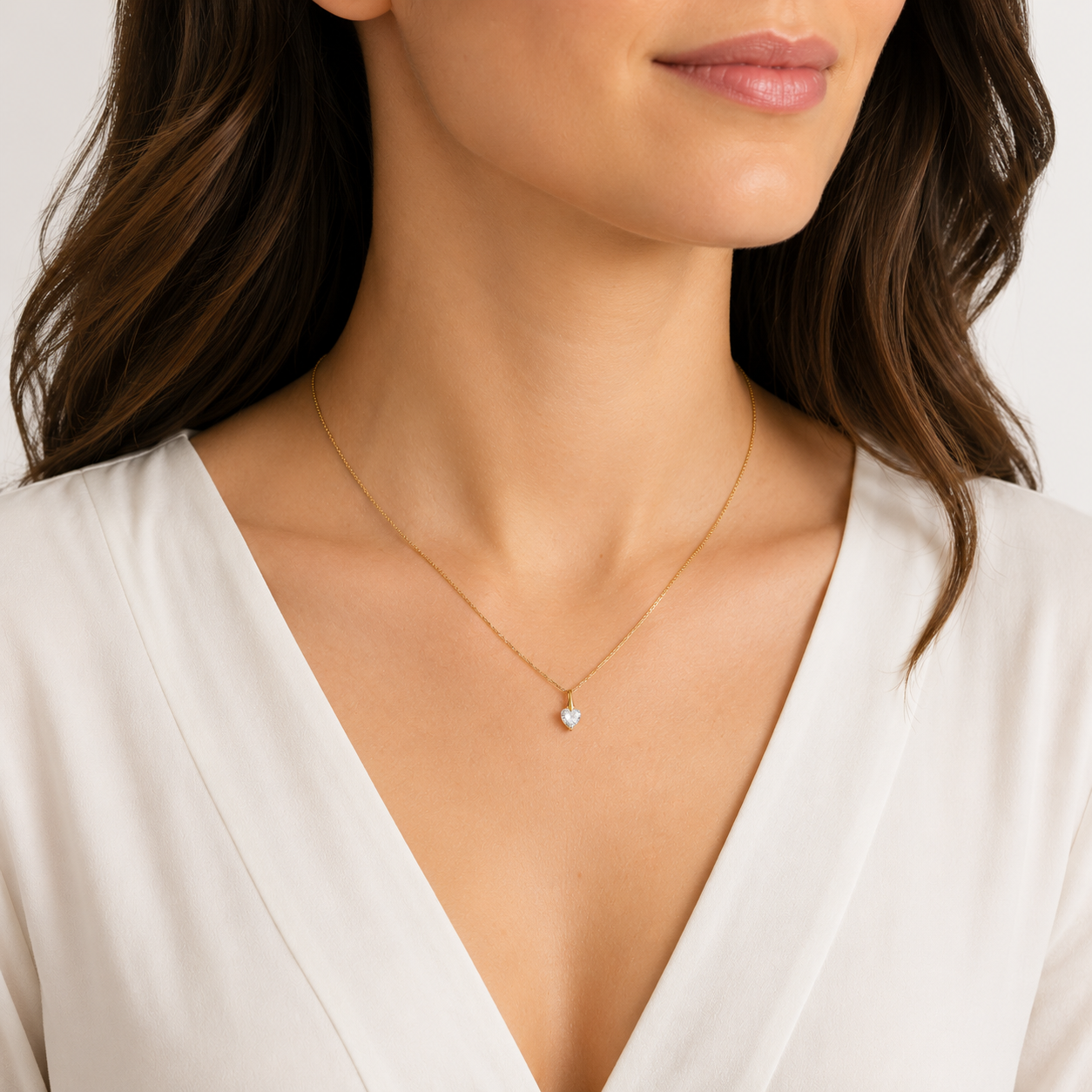 Collier Cœur Éclat – Plaqué Or Jaune 18 Carats & Zirconium