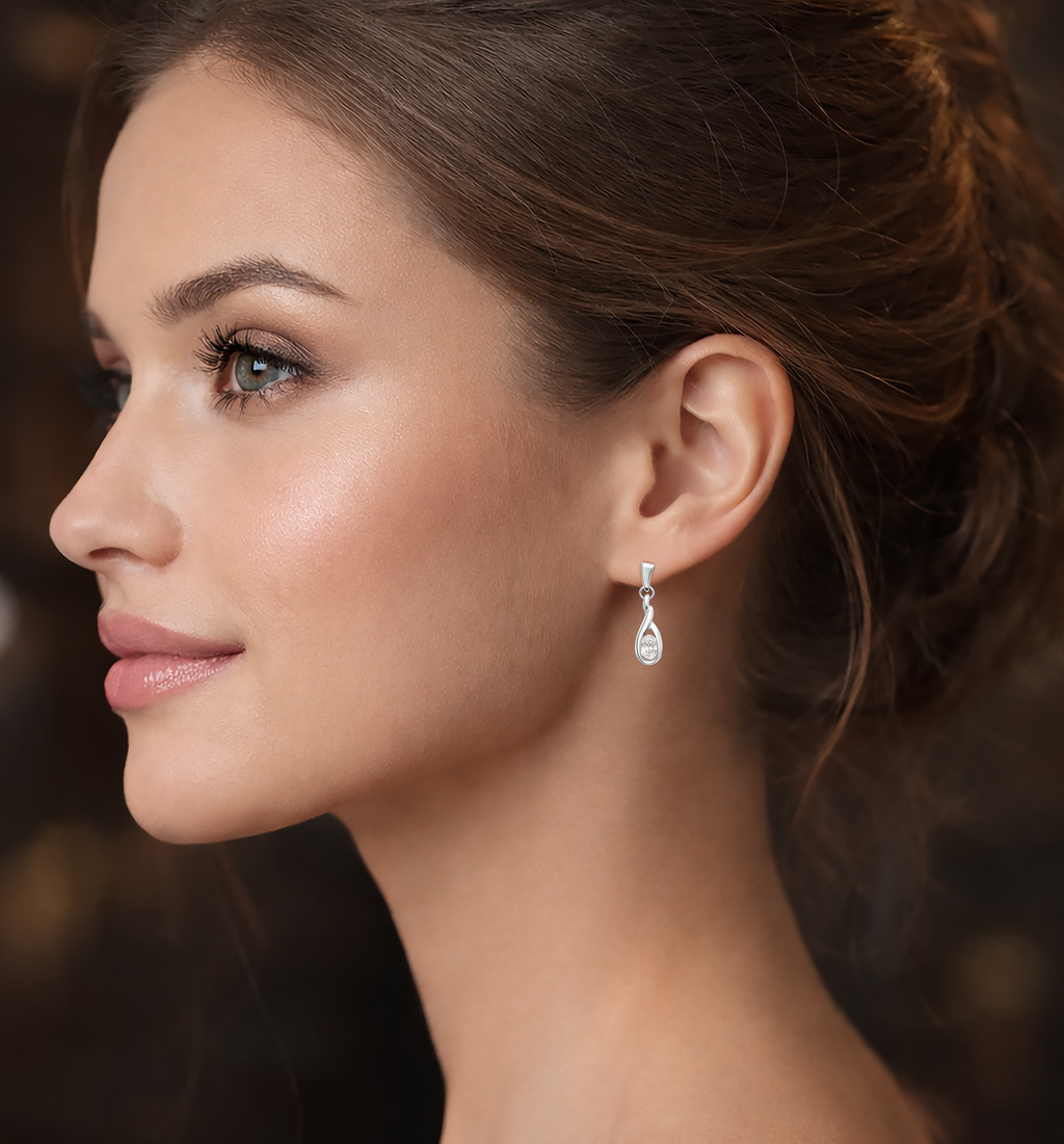 Boucles d’oreilles Argent 925 Rhodié & Zirconium – Élégance Intemporelle