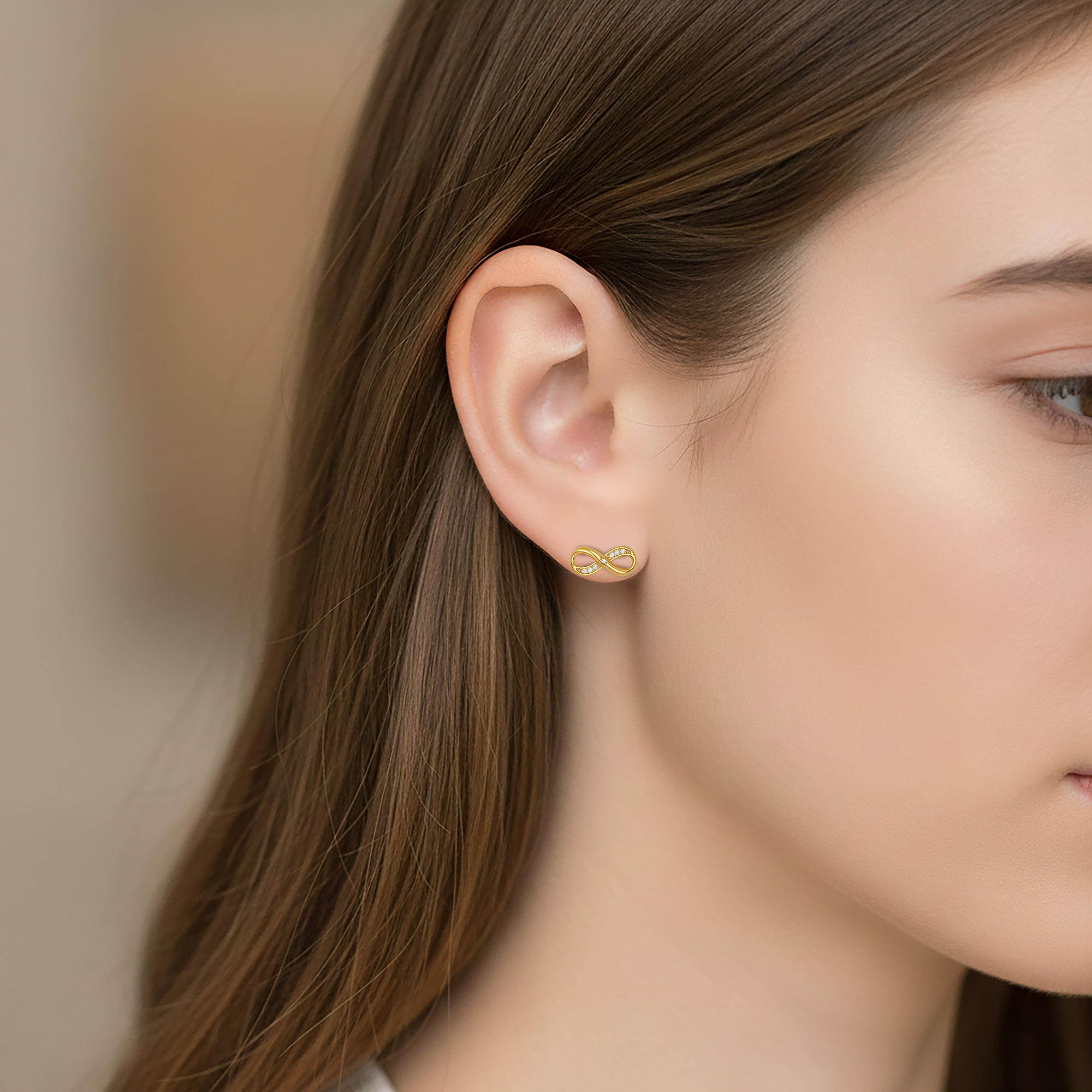 Boucles d’oreilles Infinity – Plaqué Or 18K & Zirconiums