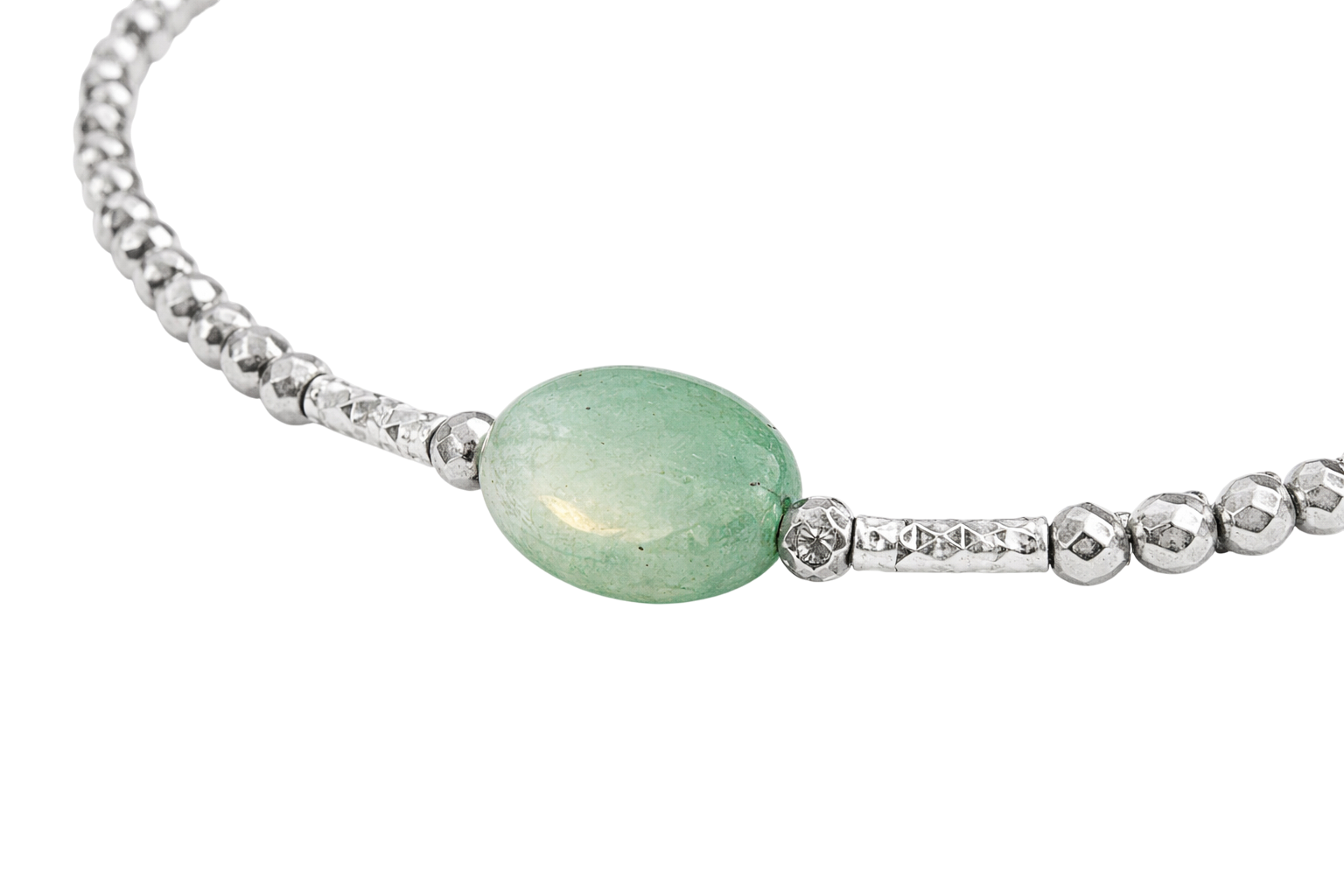 Bracelet en Argent 925 Rhodié & Quartzite Verte