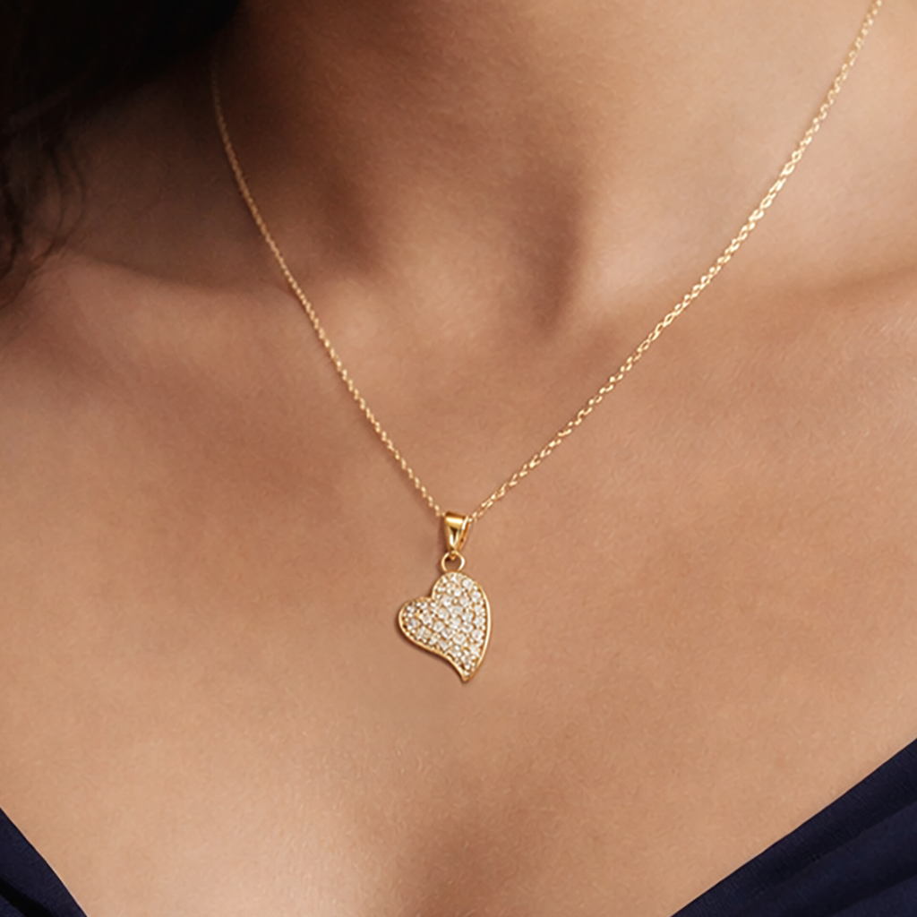 Collier Cœur Scintillant – Plaqué Or 18 Carats