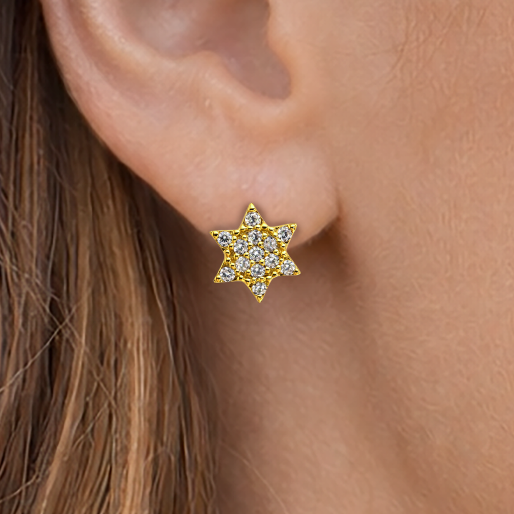 Boucles d’oreilles Étoile – Plaqué Or 18 Carats & Zirconium