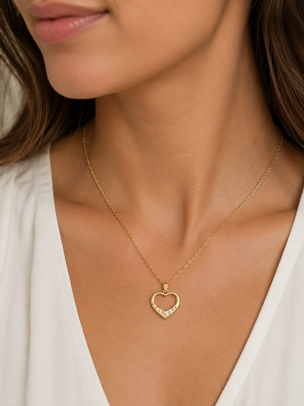 Collier Cœur Zirconia Plaqué Or Jaune 18 Carats