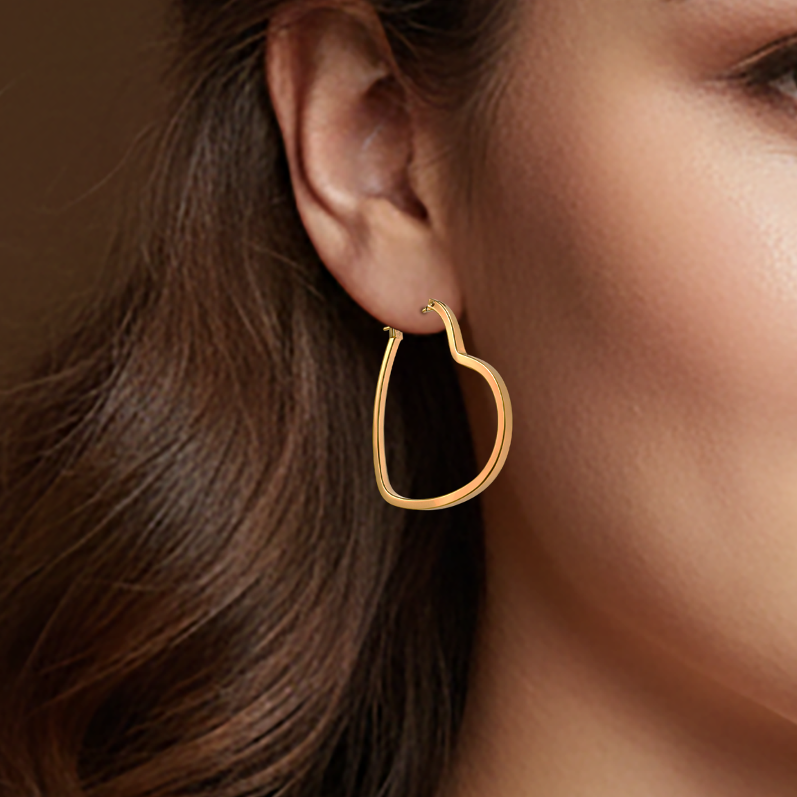 Boucles d’oreilles créoles Cœur – Plaqué or 18 carats