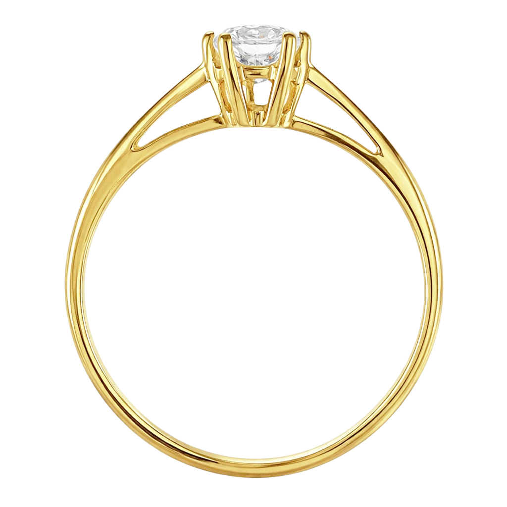 Bague solitaire zirconium 5 mm – Plaqué or 18 carats