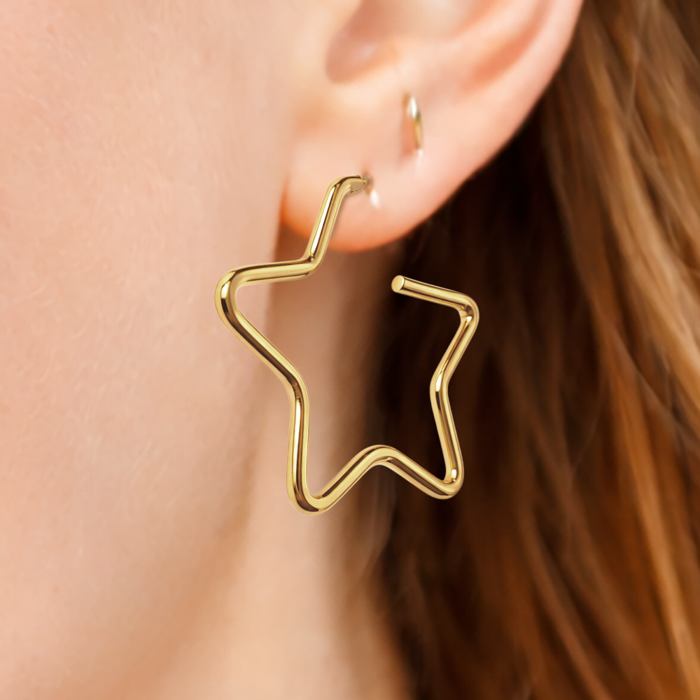 Boucles d’oreilles Étoiles – Plaqué Or 18 Carats