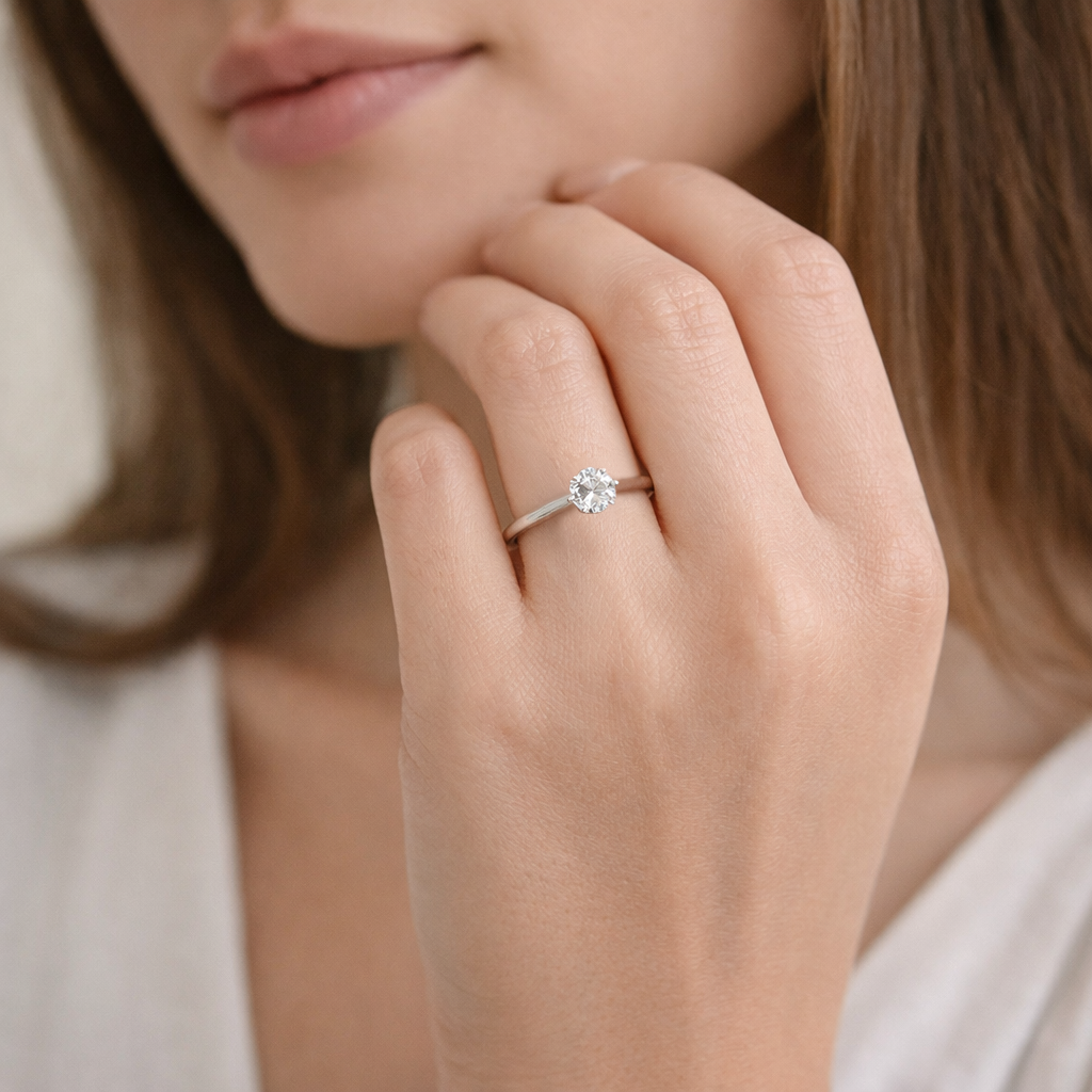 Bague Solitaire Zirconium 6 mm – Argent 925 Rhodié