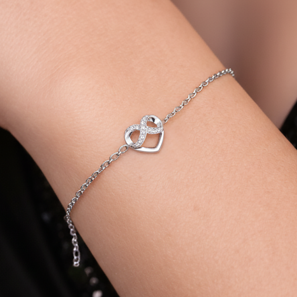 Bracelet Cœur Infini en Argent 925 & Zirconium