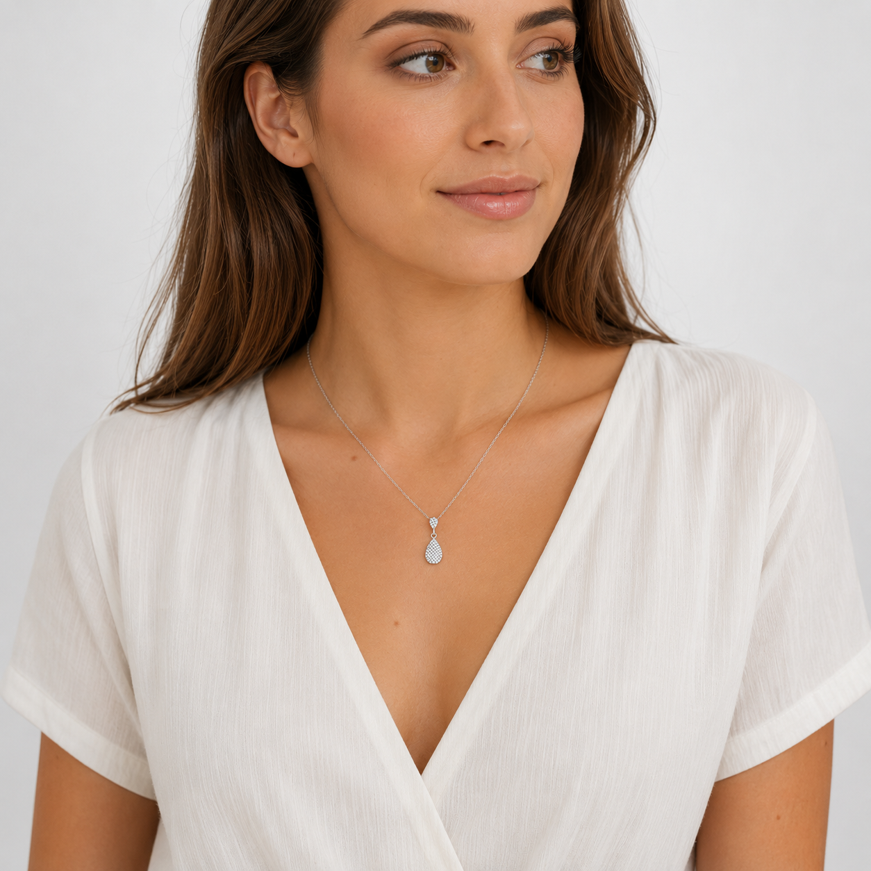 Collier goutte pavée en Argent 925 rhodié & Zirconiums – Orinae