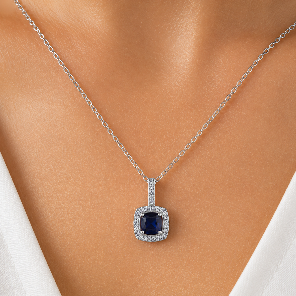 Collier Saphira Bleu – Argent 925 Rhodié & Zirconiums