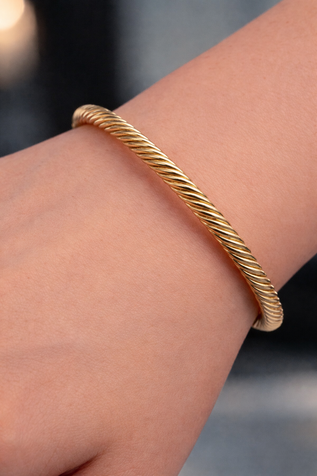 Bracelet Jonc Torsadé – Plaqué Or 18 Carats