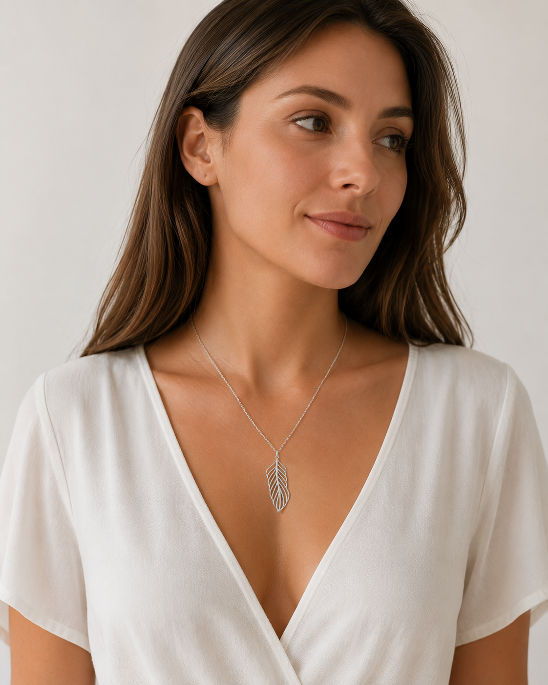 Collier Plume Argent 925 Massif