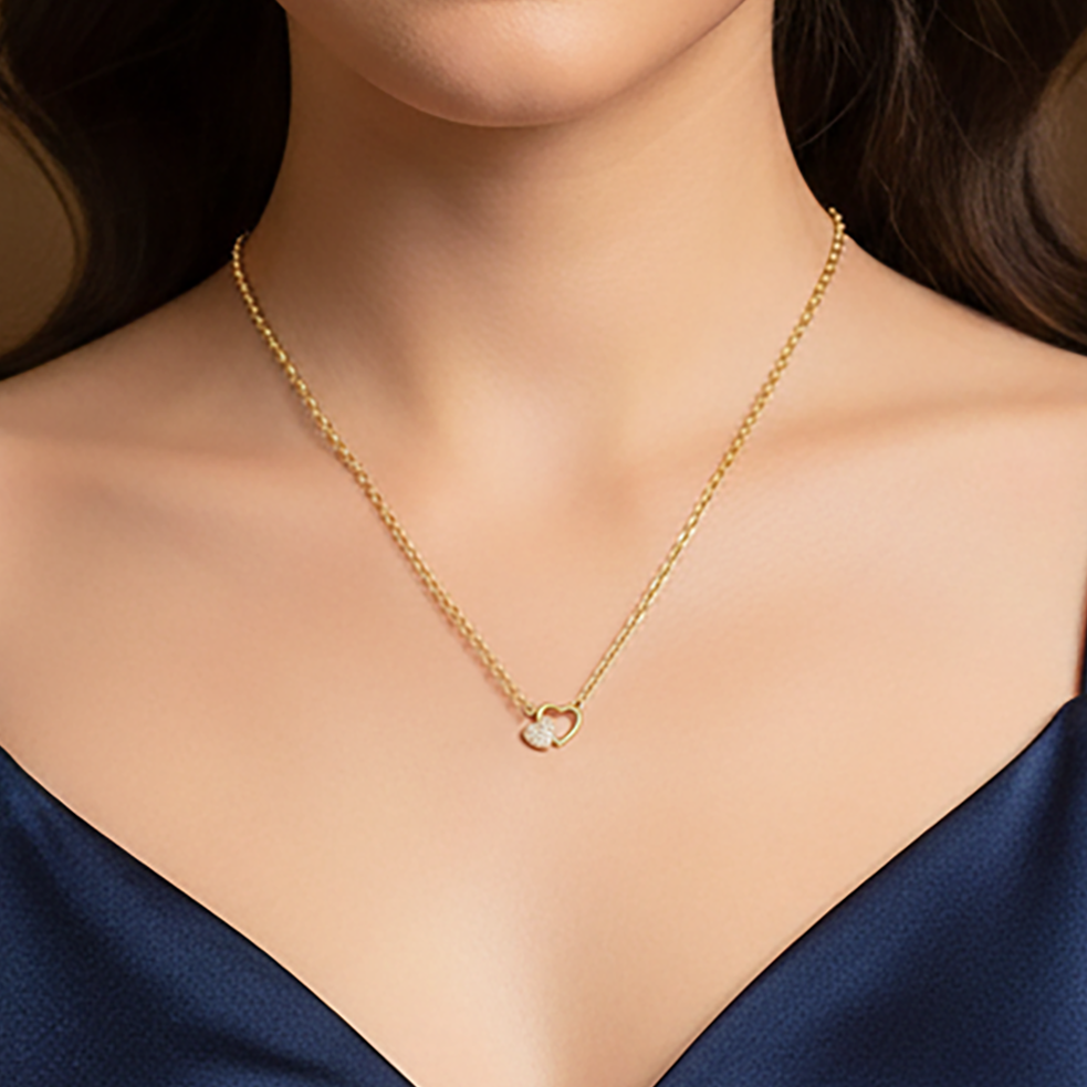 Collier Double Cœur – Plaqué Or & Zirconium