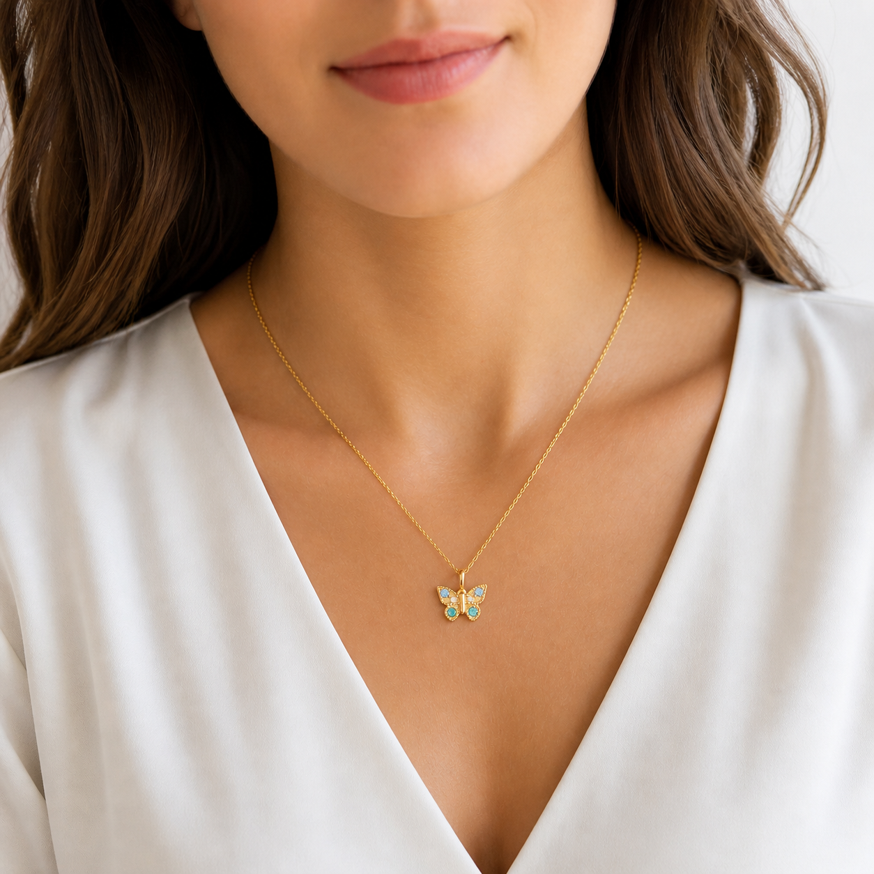 Collier Papillon – Plaqué Or 18K & Zirconium