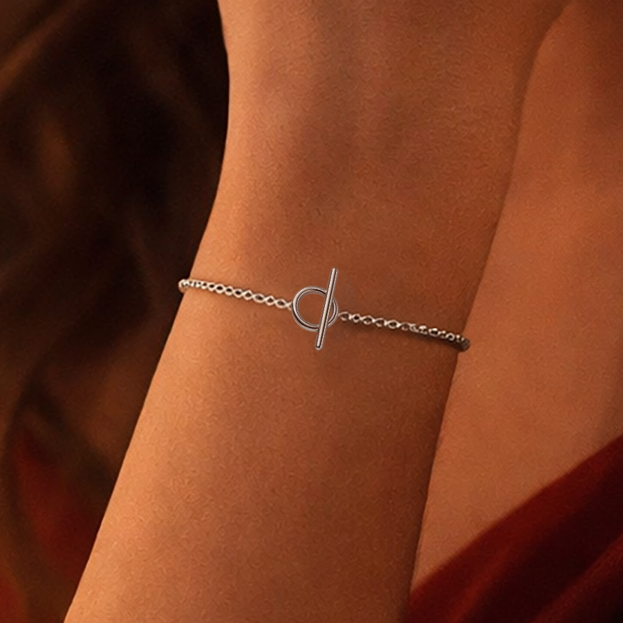 Bracelet anneau & barre – Argent 925 rhodié