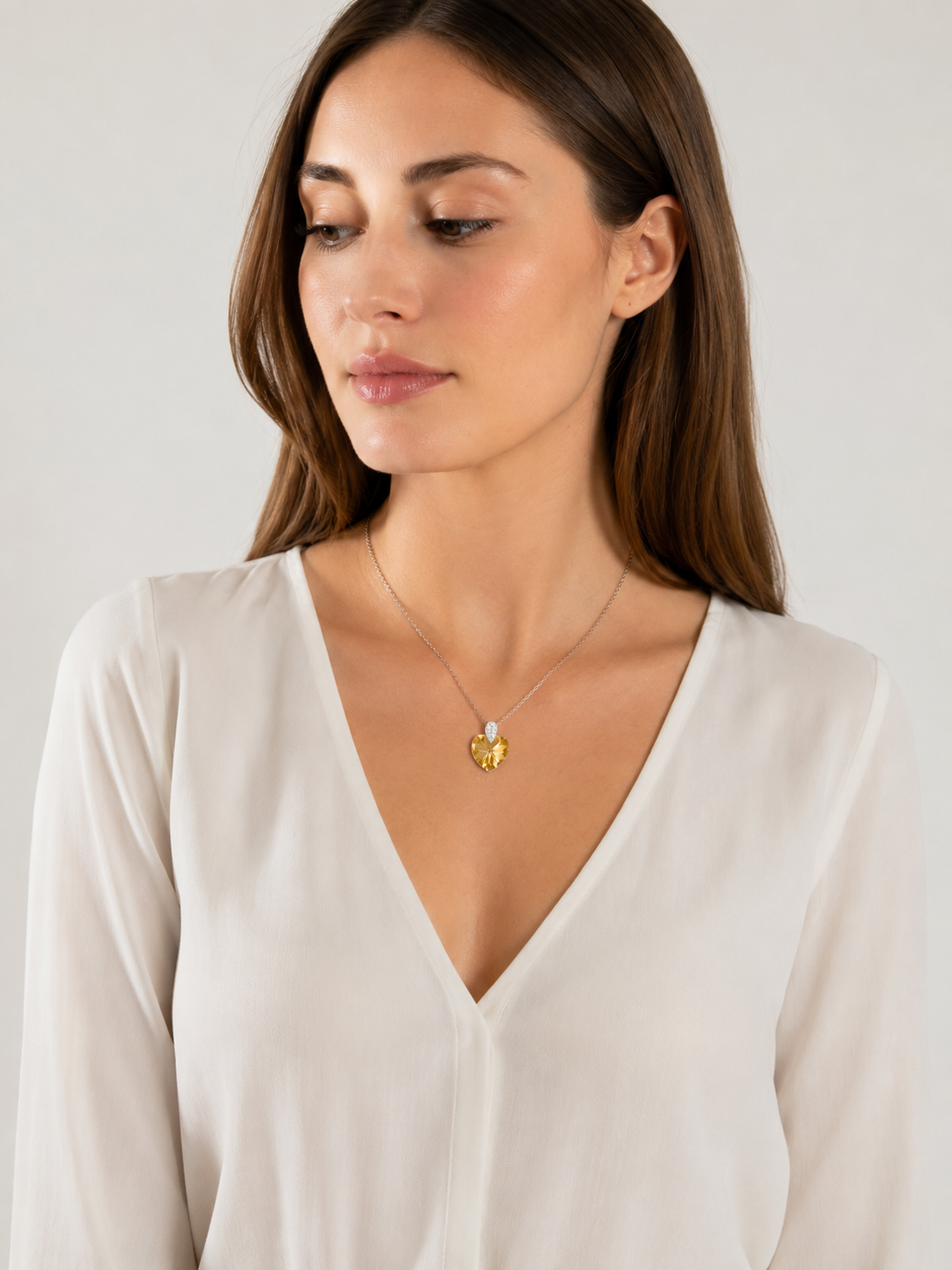 Collier Cœur Cristal & Zirconiums en Argent 925 Rhodié