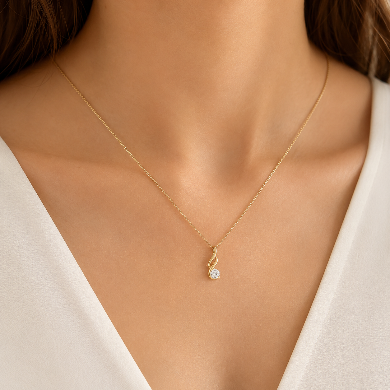 Collier Élégance – Plaqué Or Jaune 18 Carats & Zirconium