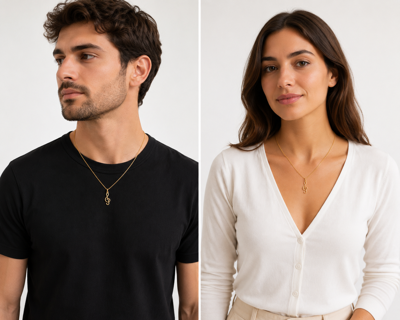 Collier Clé de Sol en Plaqué Or Jaune 18 Carats – Mixte