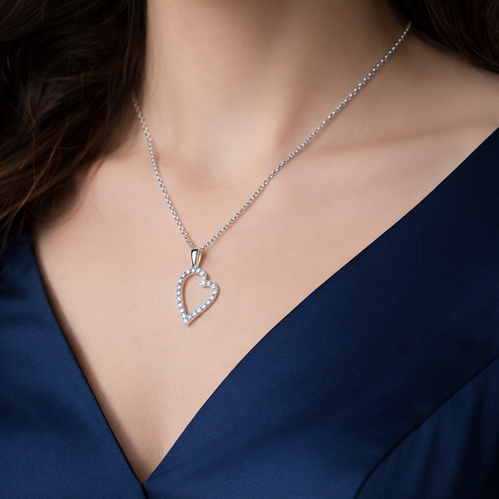 Collier Cœur Éclat – Argent 925 Rhodié & Zirconium
