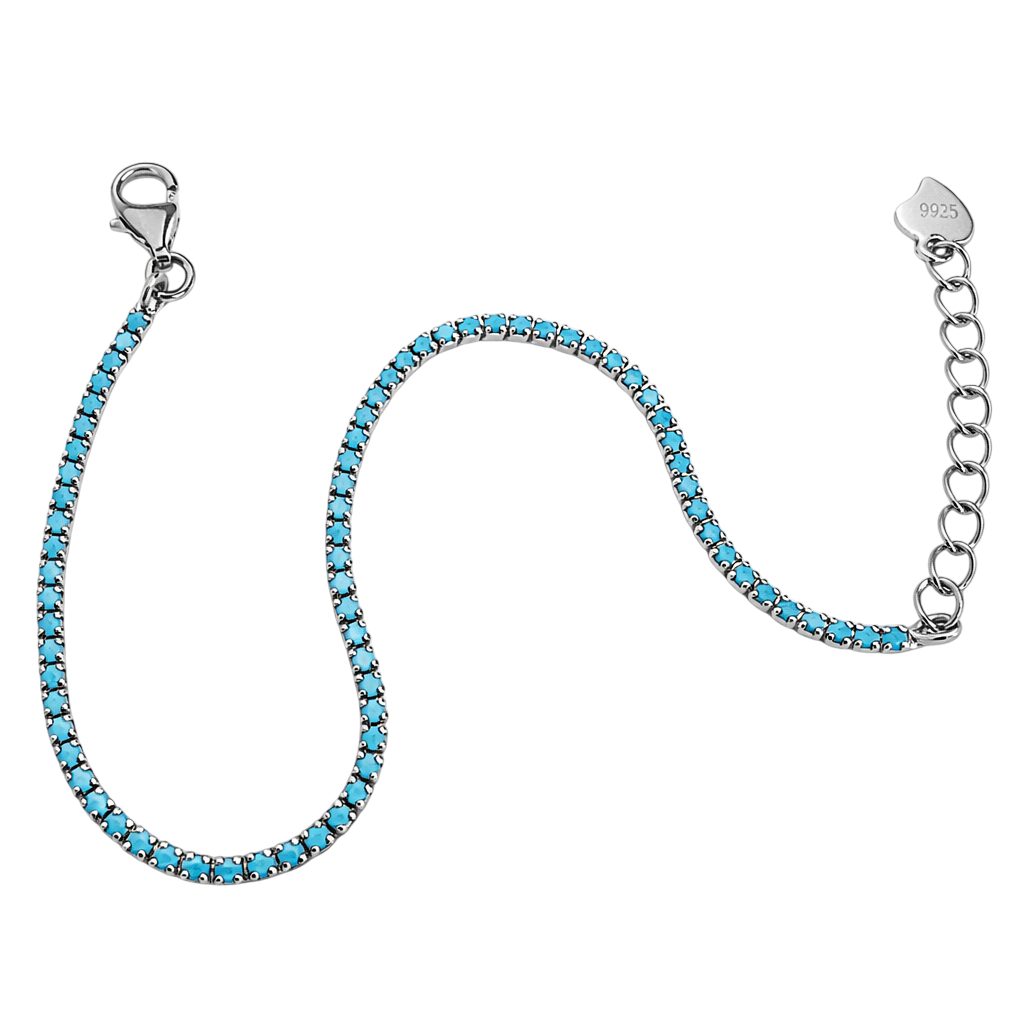 Bracelet en argent 925 rhodié & imitation turquoise