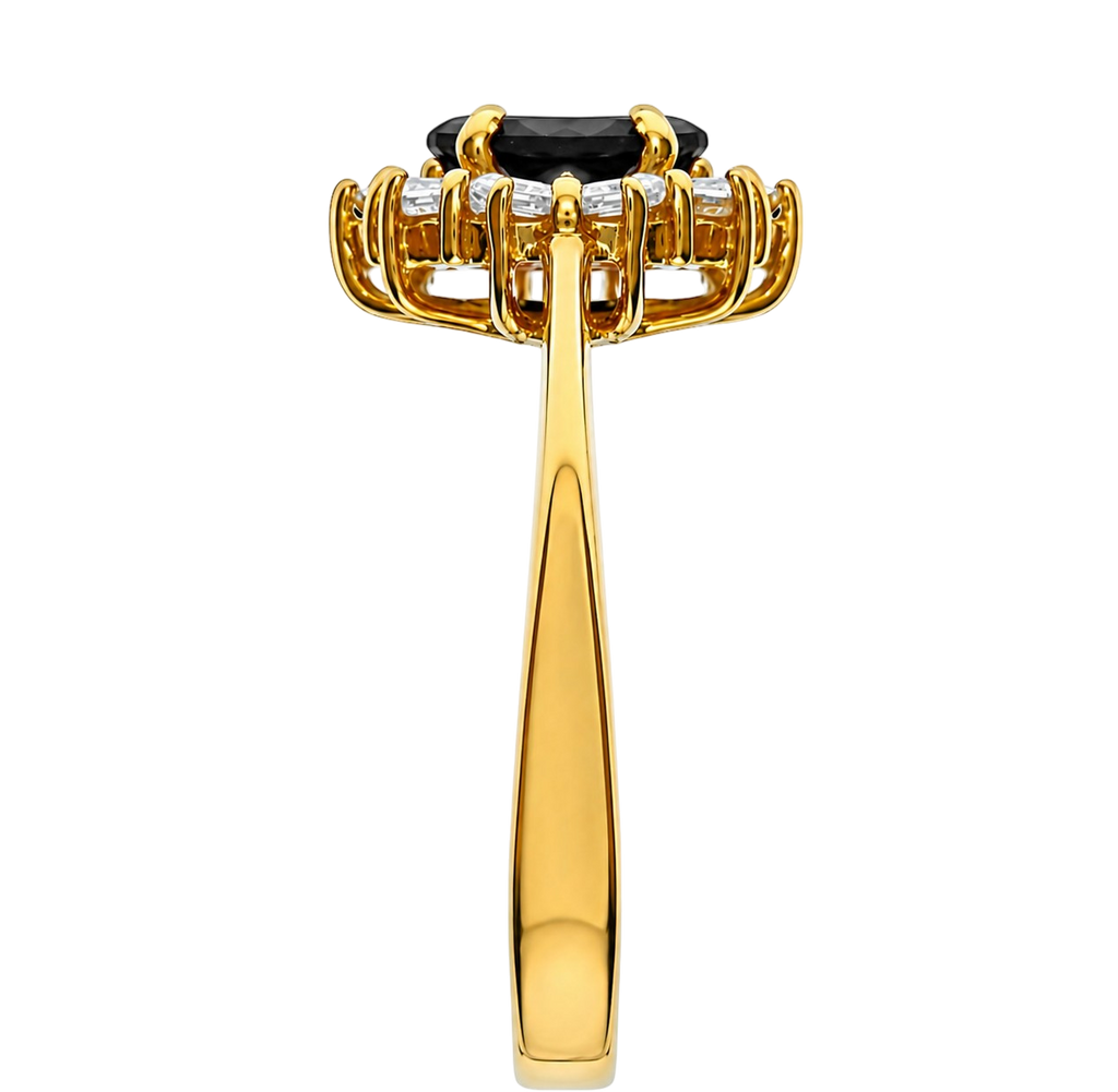 Bague Élégance Noire – Plaqué Or 18 Carats & Saphir