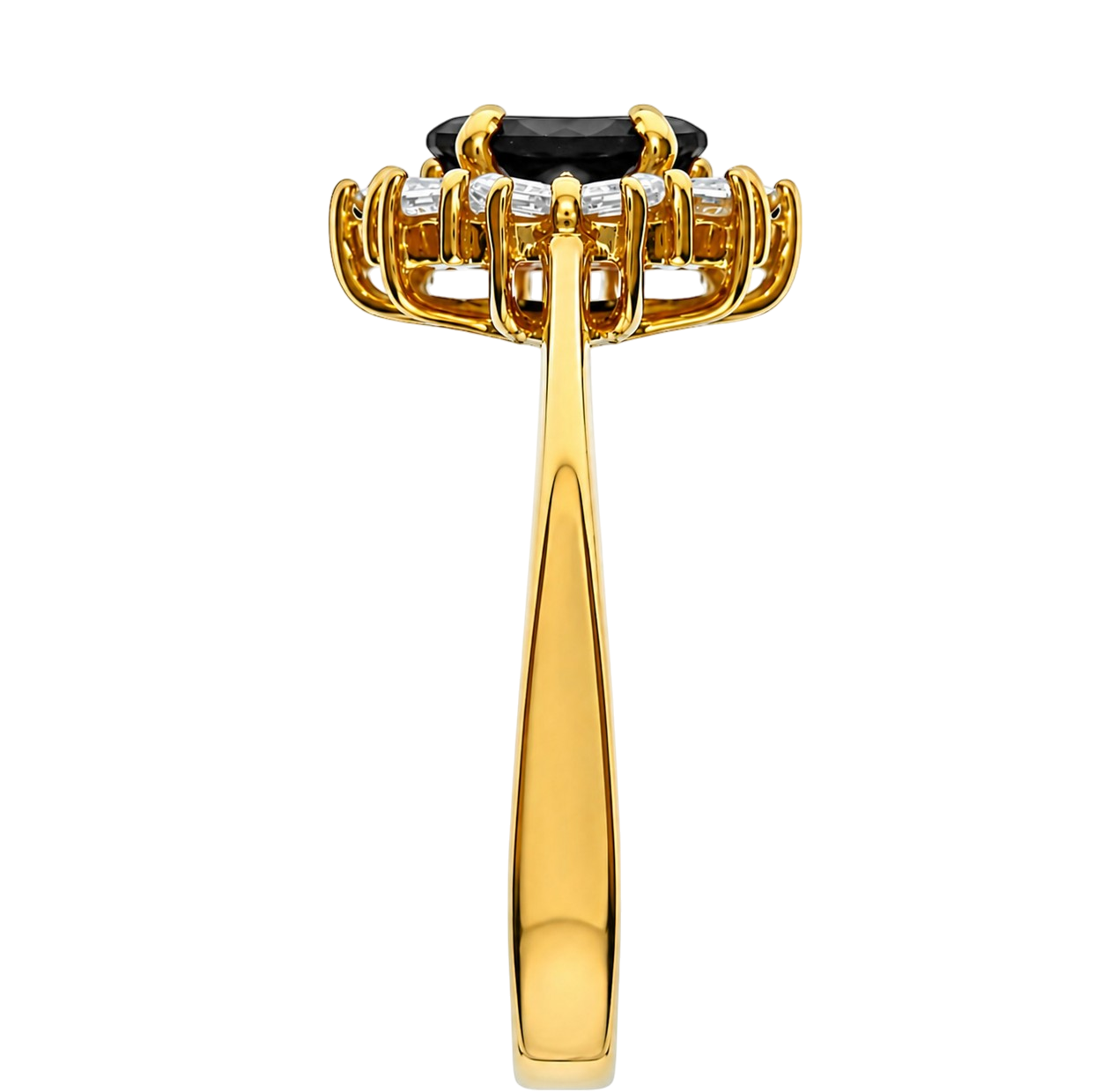 Bague Élégance Noire – Plaqué Or 18 Carats & Saphir