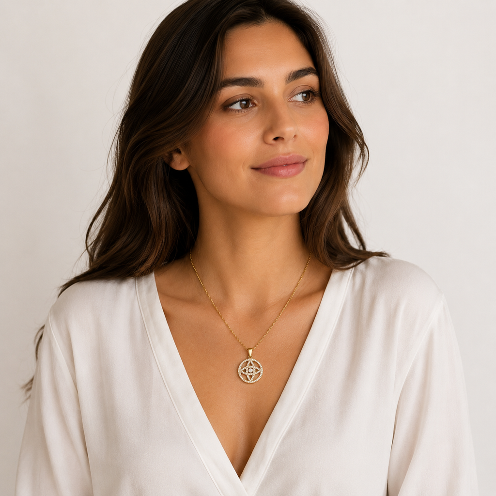 Collier Étoile Celtique Orinae – Plaqué Or Jaune & Blanc 18 Carats