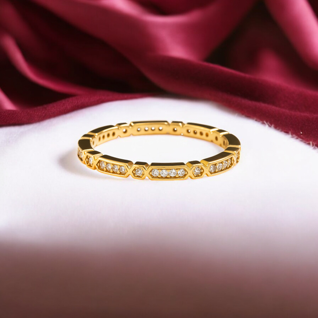 Bague Femme plaqué or – Anneau zirconium étincelant