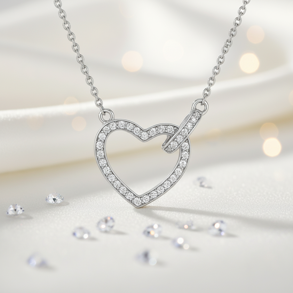 Collier Cœur Argent 925 Rhodié & Zirconium – Chaîne 40 + 5 cm