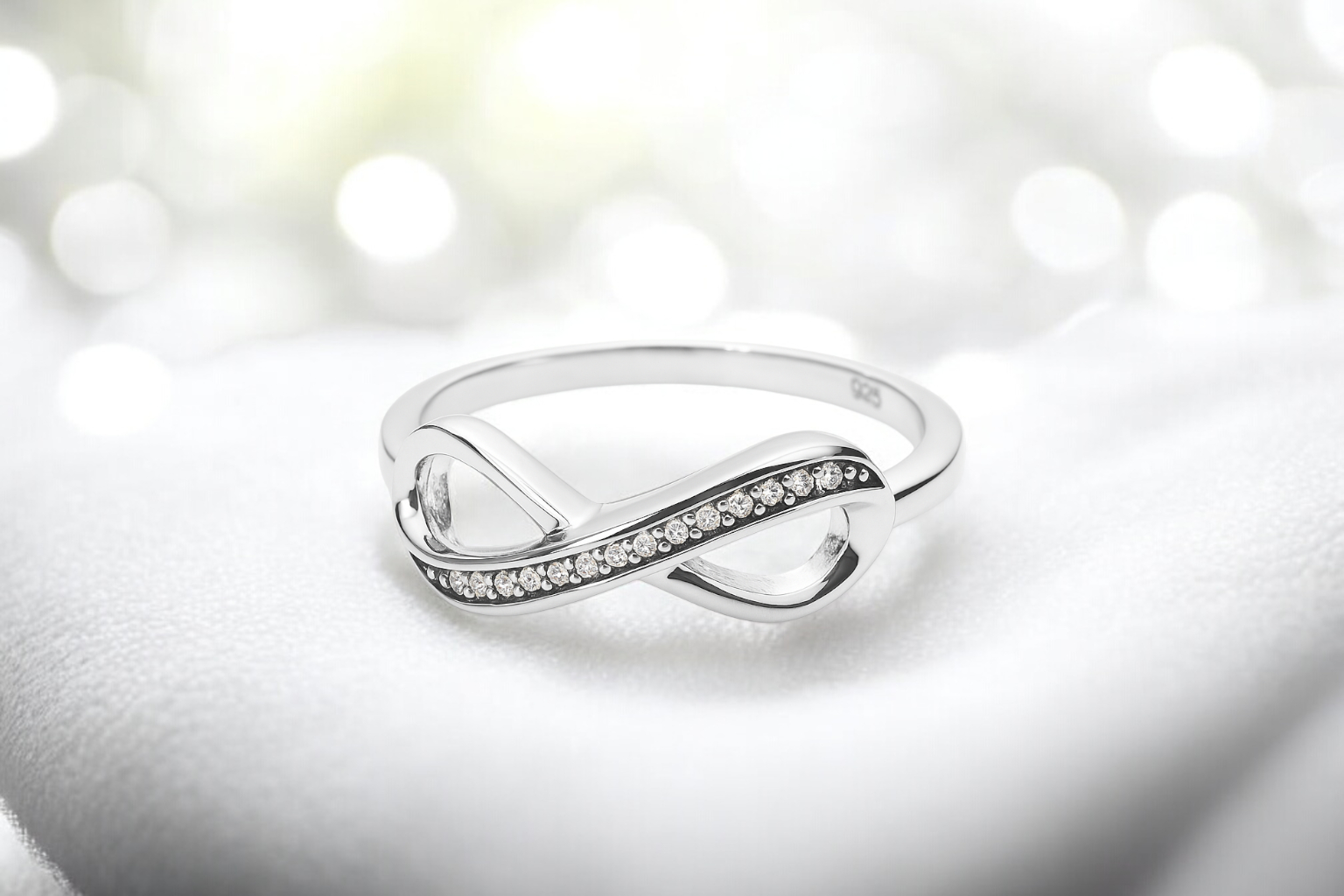Bague Infini en Argent 925 Rhodié & Zirconium – Élégance Intemporelle