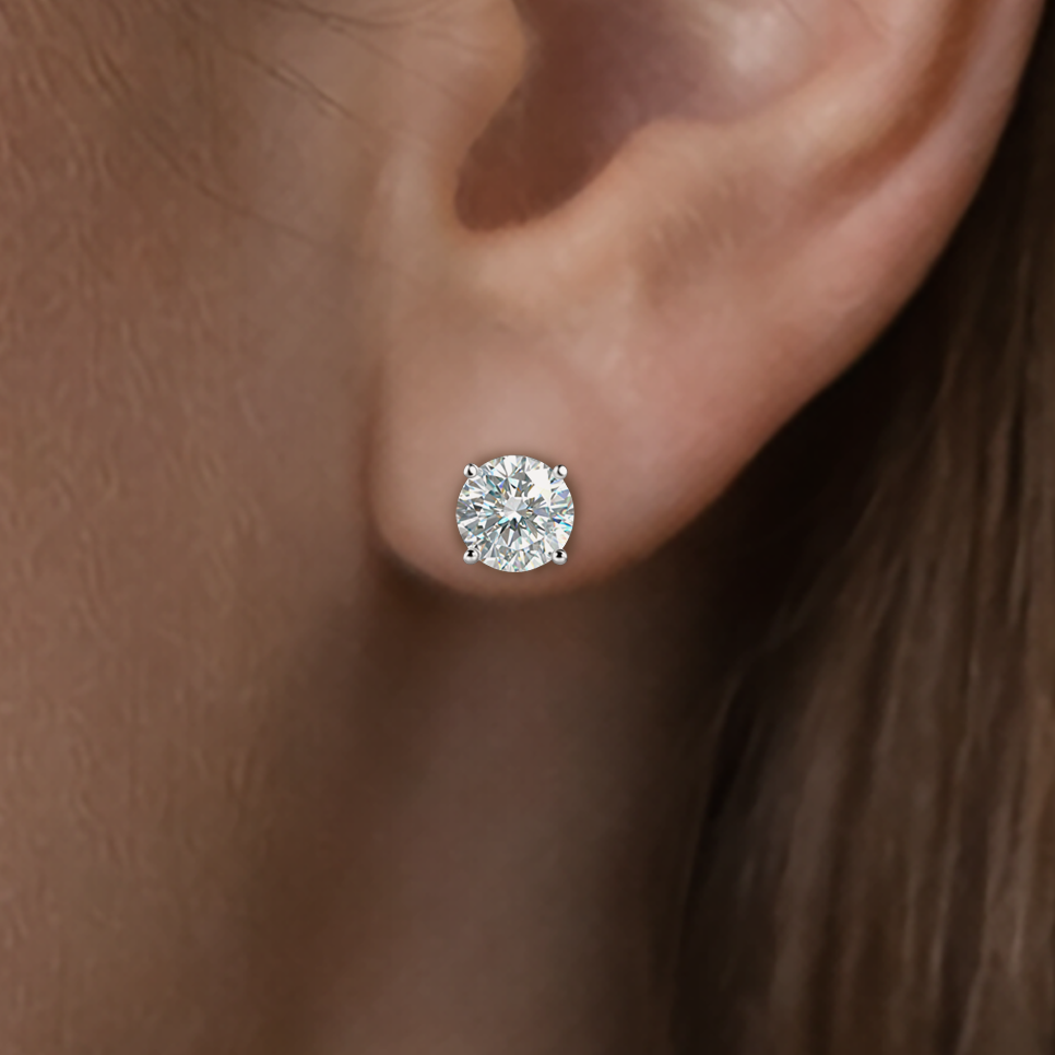 Boucles d’oreilles puces 5 mm en Argent 925 rhodié & Zirconium – Éclat diamant