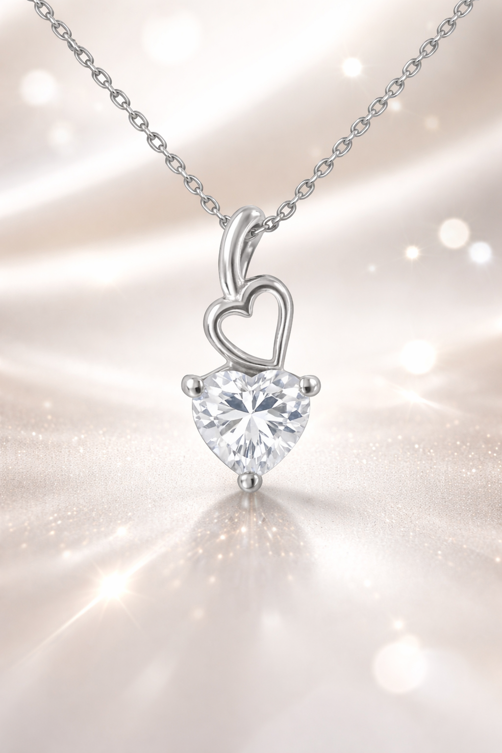 Collier Cœur Brillant – Argent 925 & Zirconium
