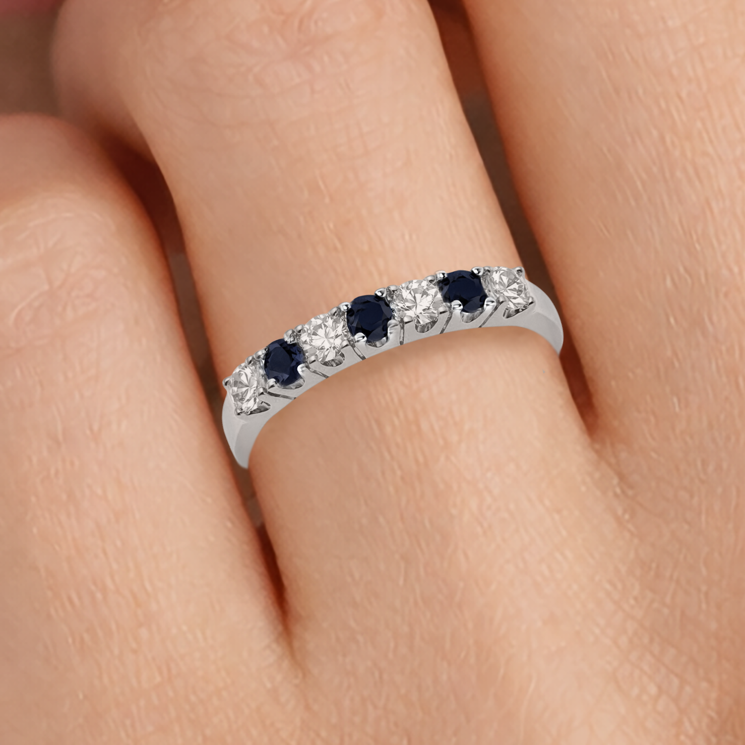 Bague Alternance Saphir & Zirconium – Argent 925 Rhodié