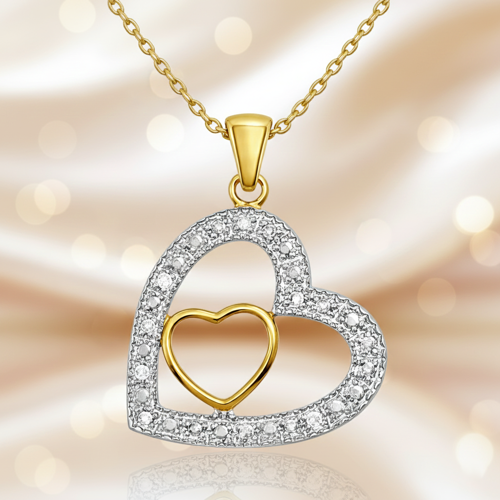 Collier Cœur Entrelacé – Plaqué Or 18 Carats & Zirconiums