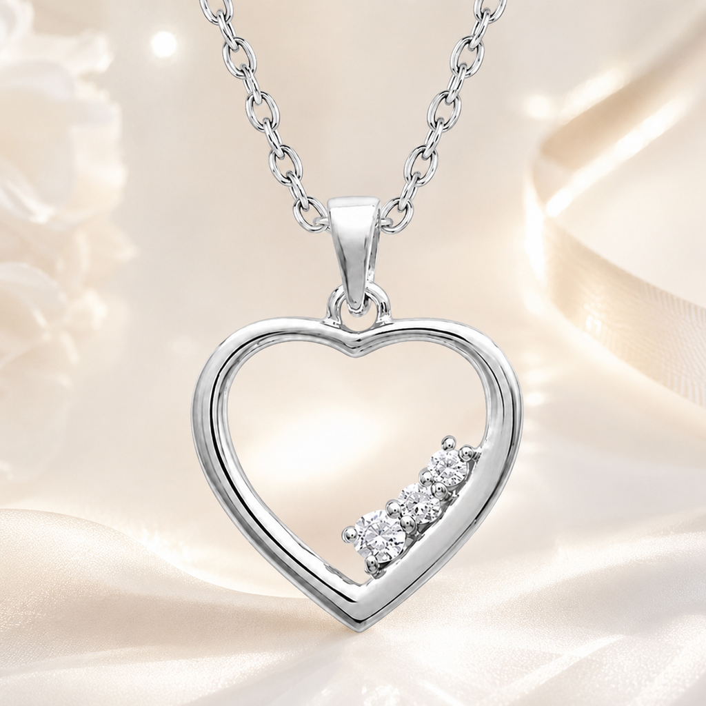 Collier Cœur Argent 925 Rhodié & Zirconiums – Orinae
