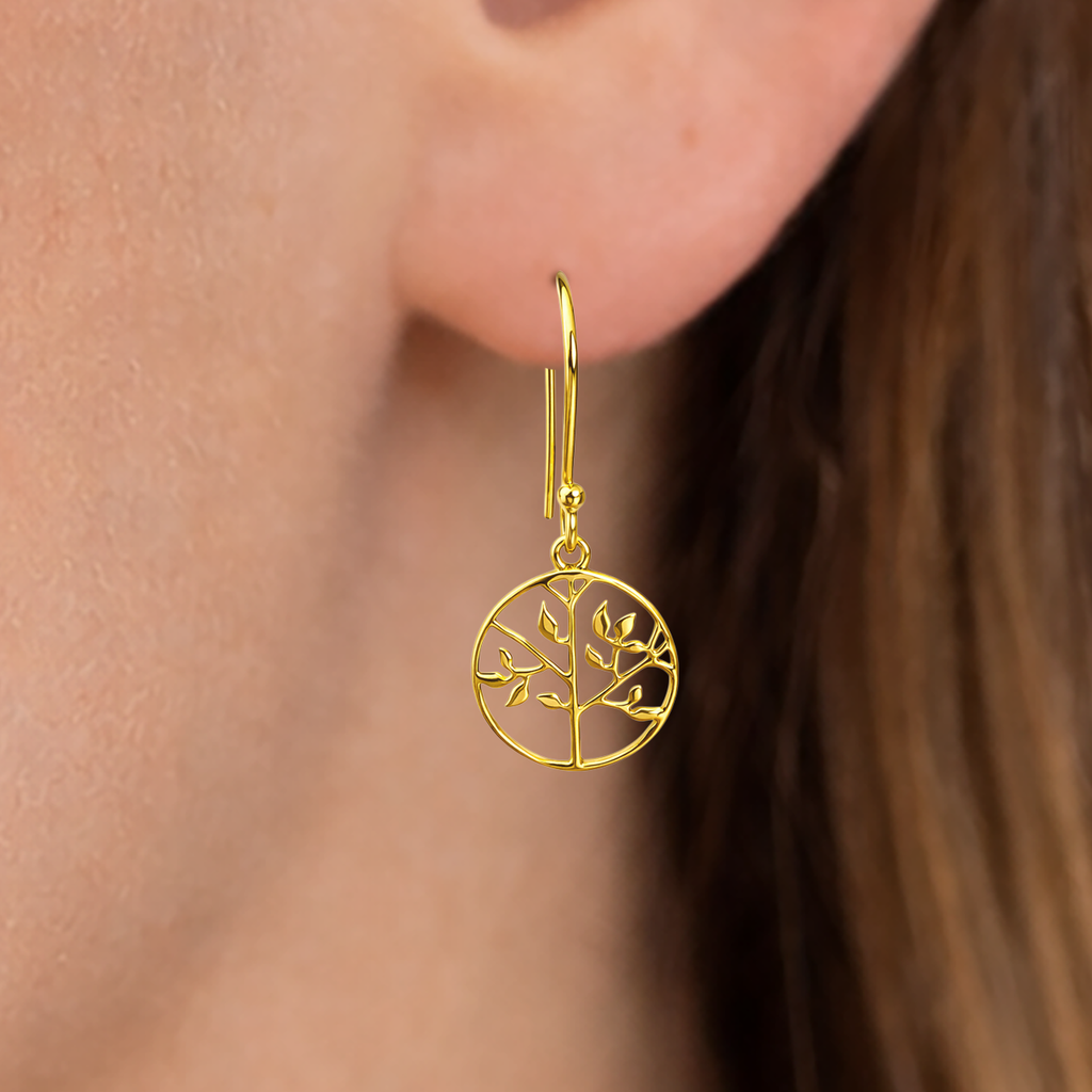 Boucles d’oreilles Arbre de Vie – Plaqué Or 18 carats