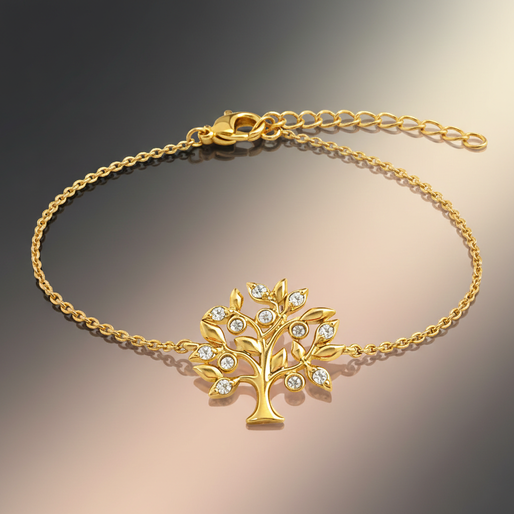 Bracelet Arbre de Vie – Plaqué Or 18 Carats & Zirconiums