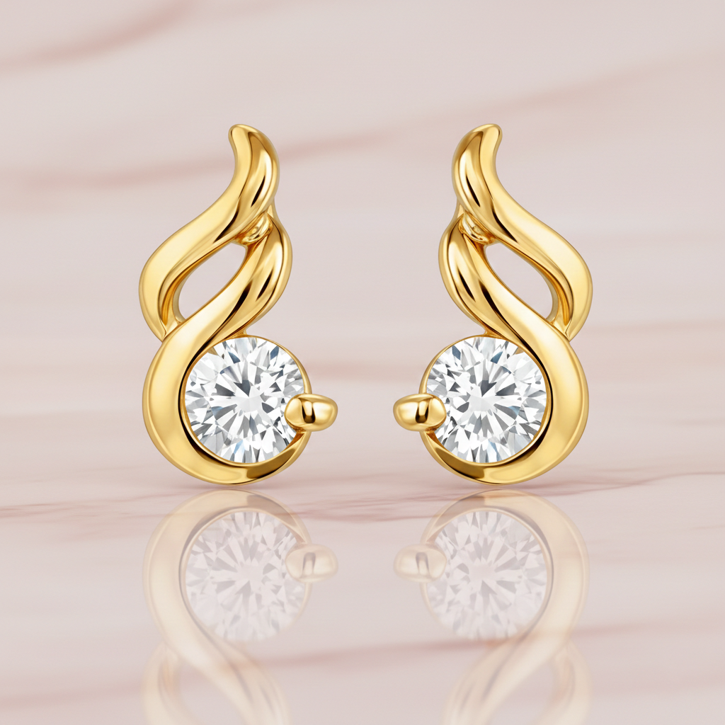Boucles d’oreilles plaqué or 18 carats & zirconium