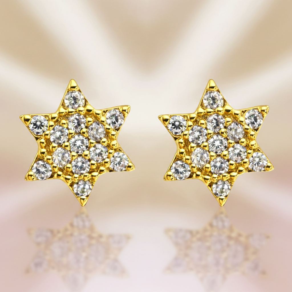 Boucles d’oreilles Étoile – Plaqué Or 18 Carats & Zirconium