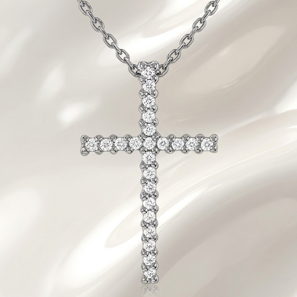 Collier Croix Orinae – Argent 925 Rhodié & Zirconiums