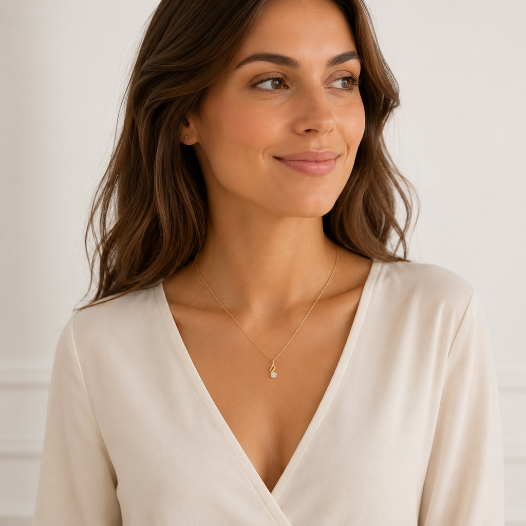 Collier Élégance – Plaqué Or Jaune 18 Carats & Zirconium