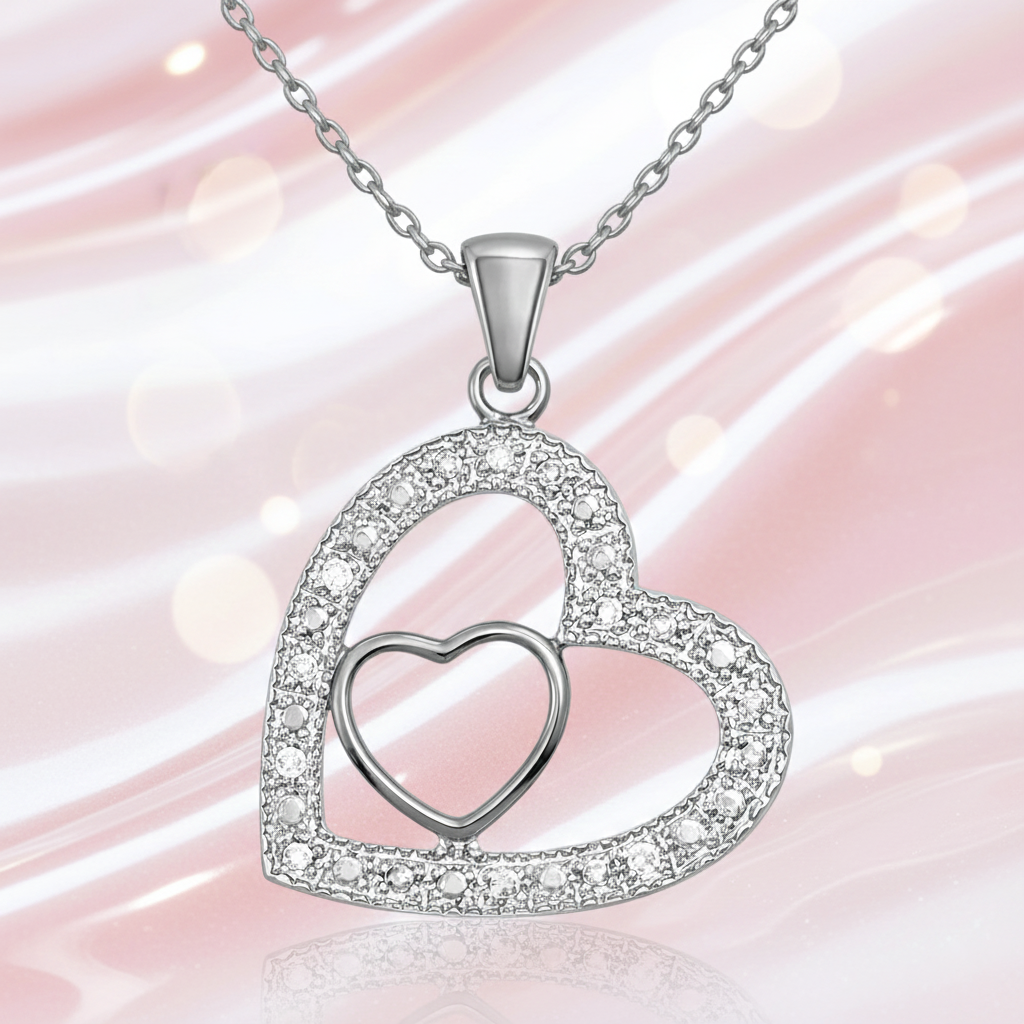 Collier Cœur Entrelacé – Argent 925 & Zirconiums