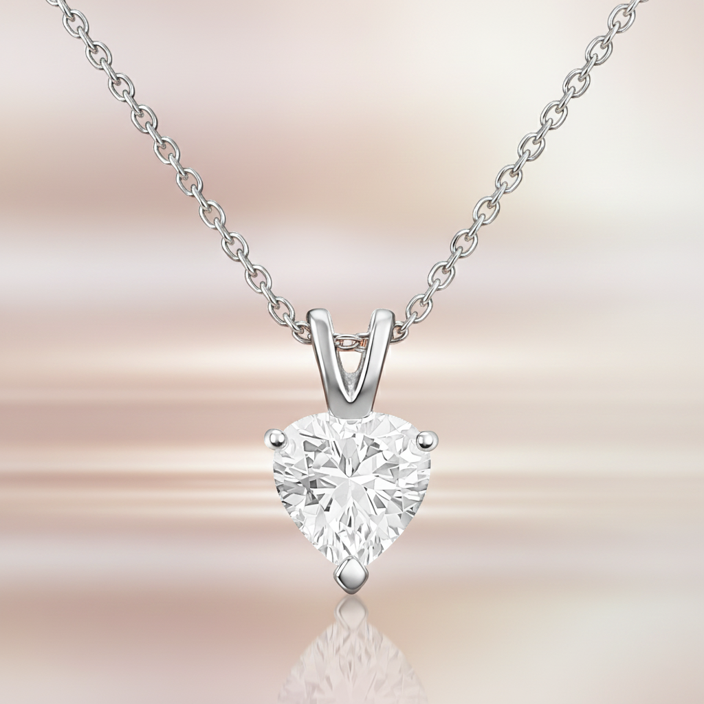 Collier Cœur en Argent 925 Rhodié & Zirconium